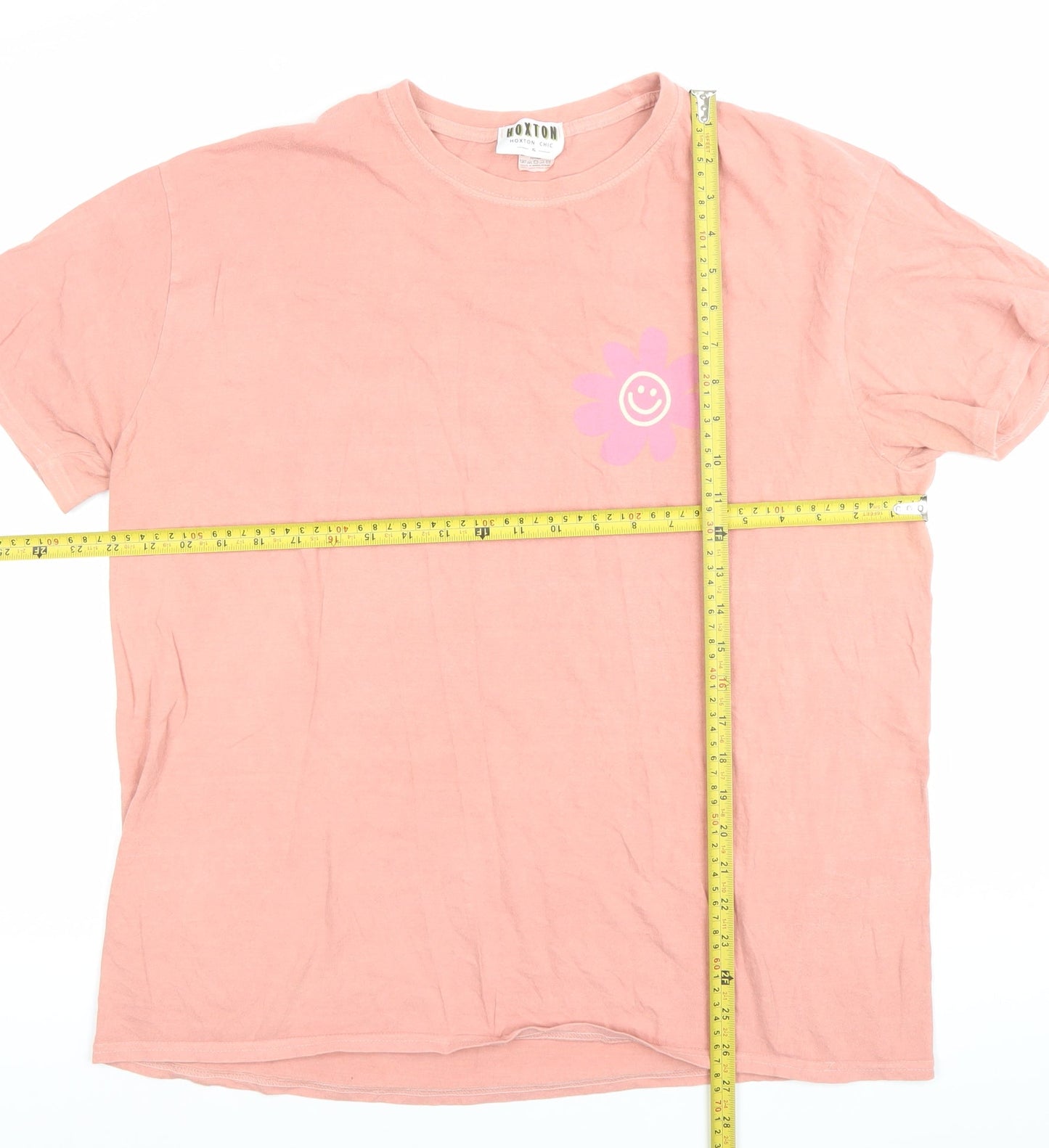Hoxton Chic Women’s Pink XL Graphic Flower Print Cotton T-Shirt