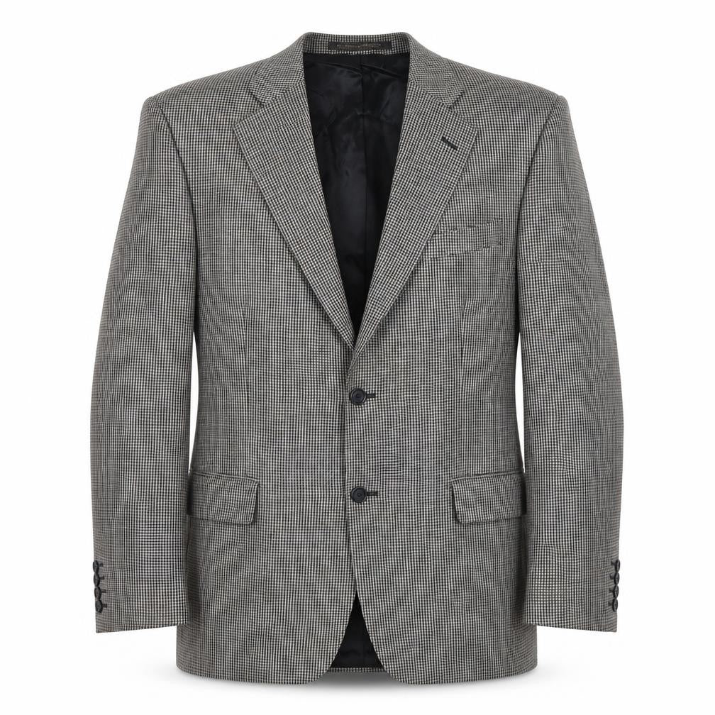 Marks & Spencer Men Black & White Checked Wool Blazer Jacket 40R