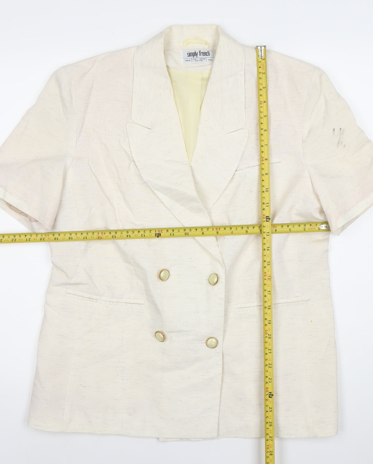 Simply French Women’s Ivory Double-Breasted Blazer UK 16