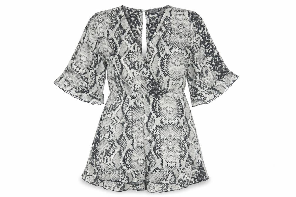 PrettyLittleThing Women’s Multicoloured Snake Print Size 12 Playsuit