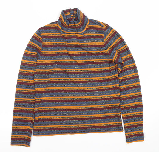 ASOS Women’s Multicoloured Stripe Roll Neck Long Sleeve Blouse Size 12