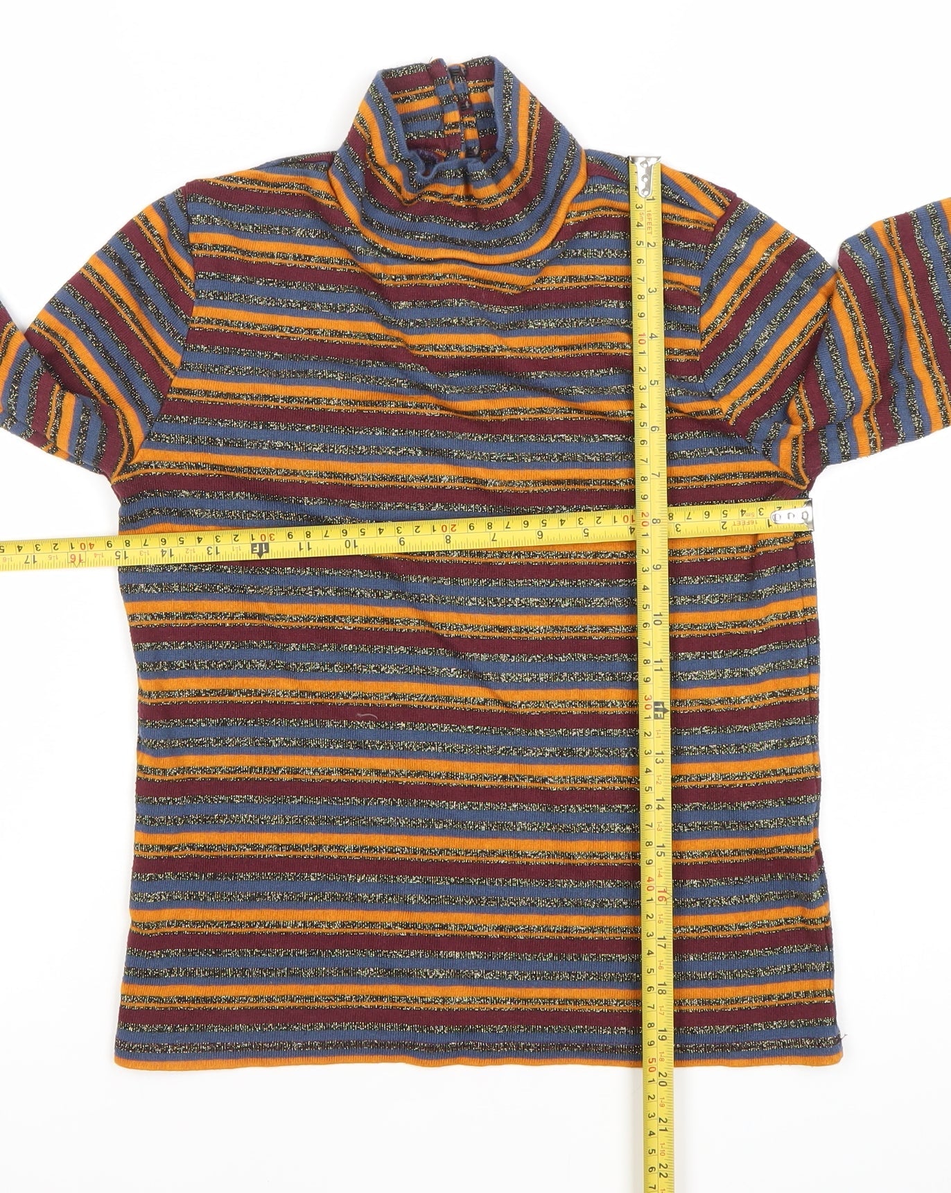 ASOS Women’s Multicoloured Stripe Roll Neck Long Sleeve Blouse Size 12