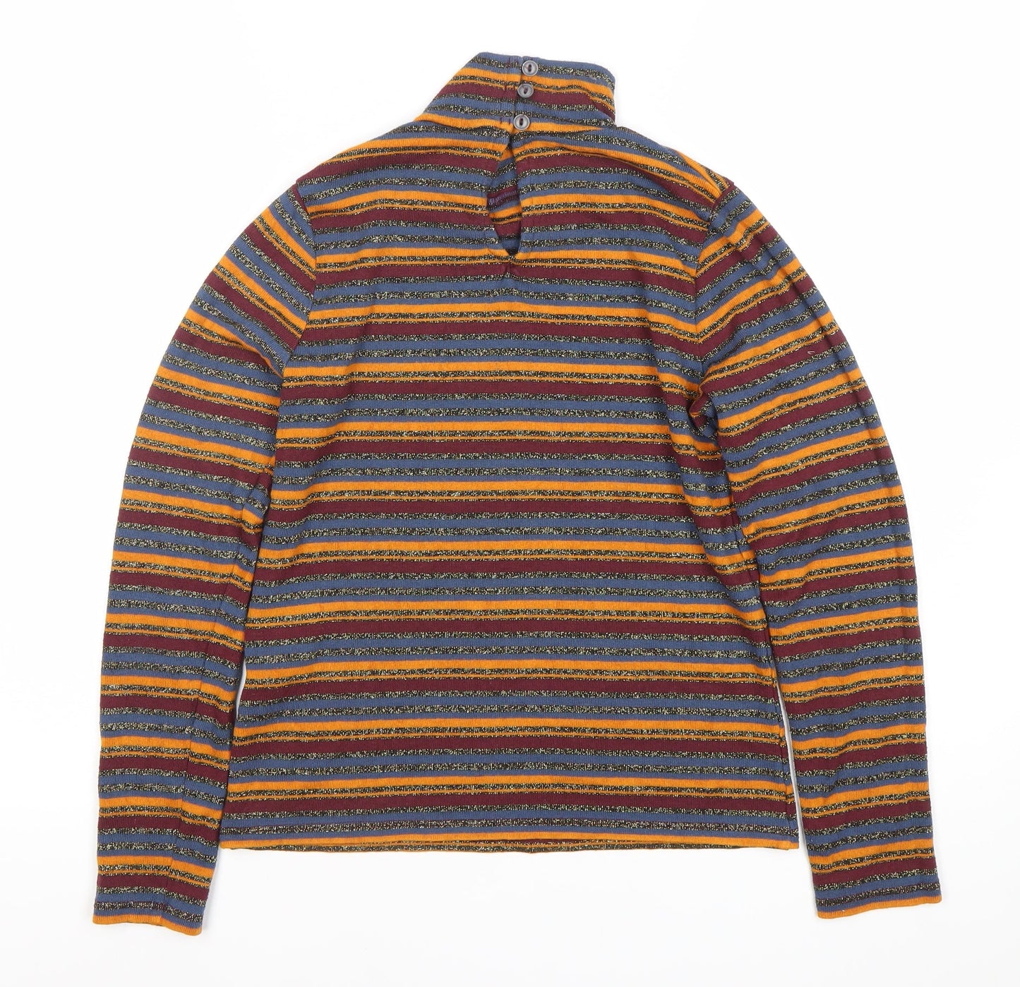 ASOS Women’s Multicoloured Stripe Roll Neck Long Sleeve Blouse Size 12