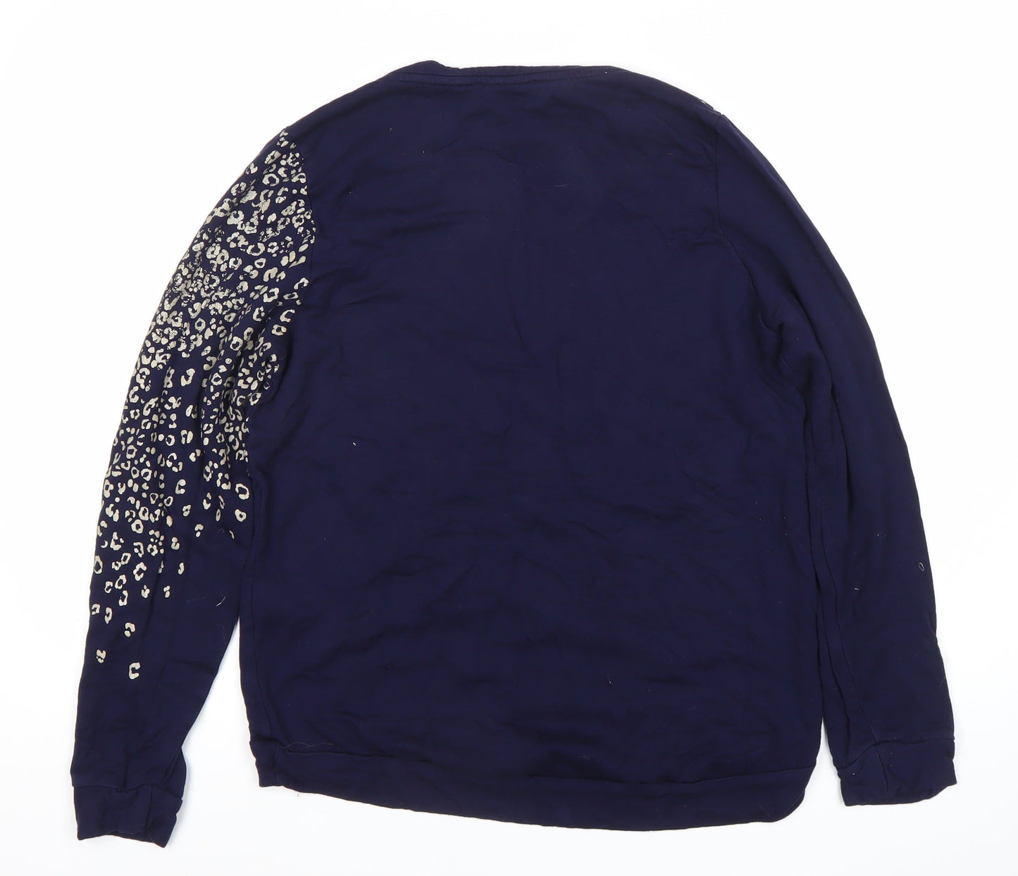 Oasis Women's Blue Animal Print Long Sleeve T-Shirt Top Size S
