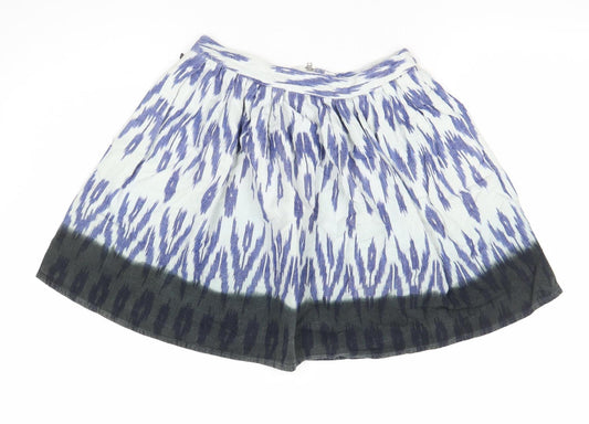 Topshop Women’s Blue A-Line Geometric Cotton Skirt Size 8