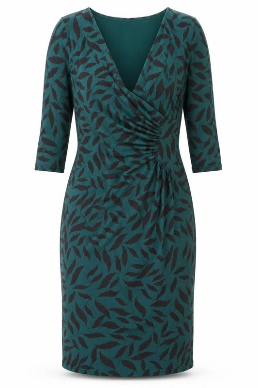 People Tree Women’s Green Floral Sheath Dress Size 8 Stretch Jersey