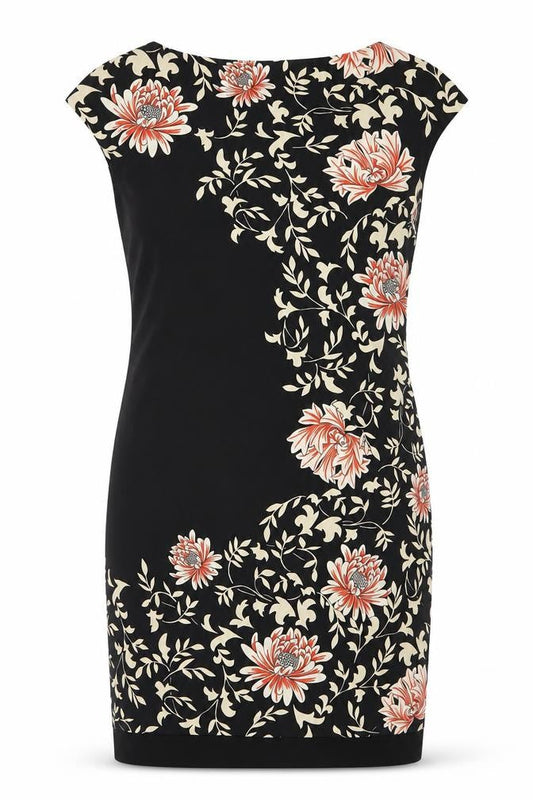 Wallis Womens Black Floral Sheath Dress Size 12 Sleeveless Knee Length