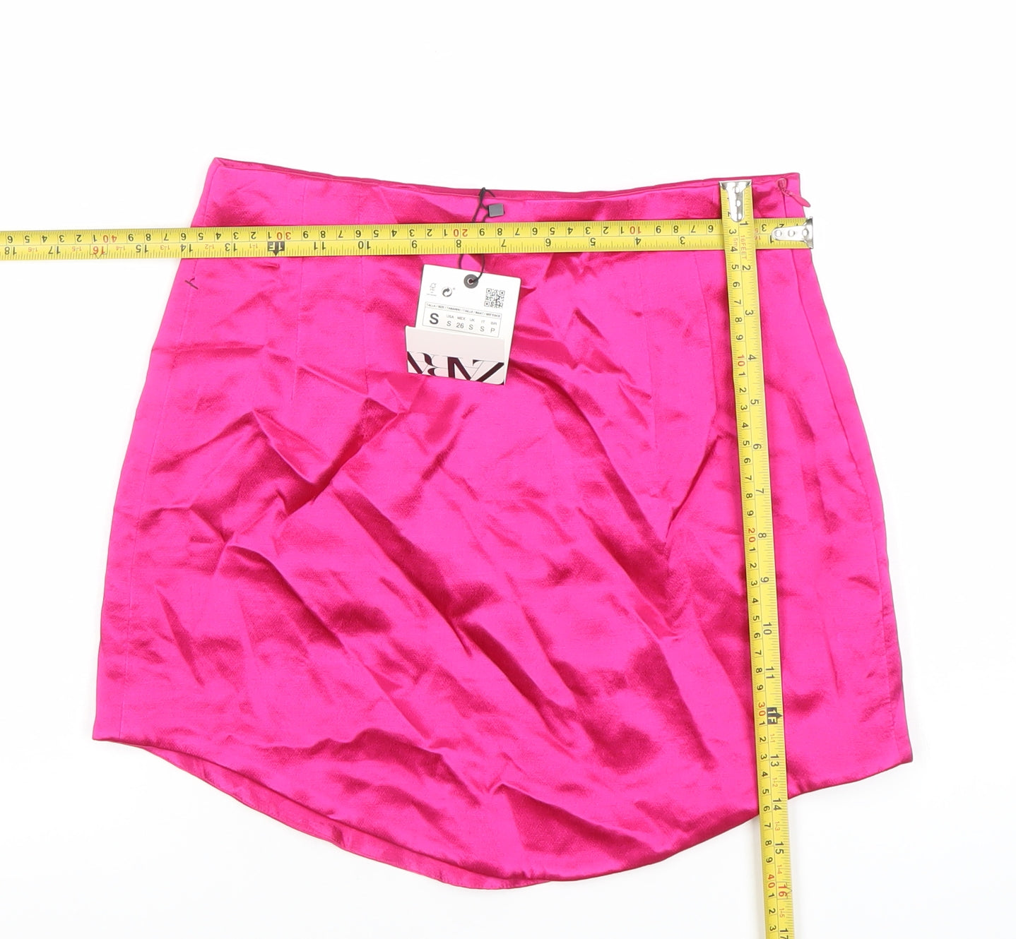 Zara Women Pink Satin Short Pencil Skirt Size S Party Cocktail