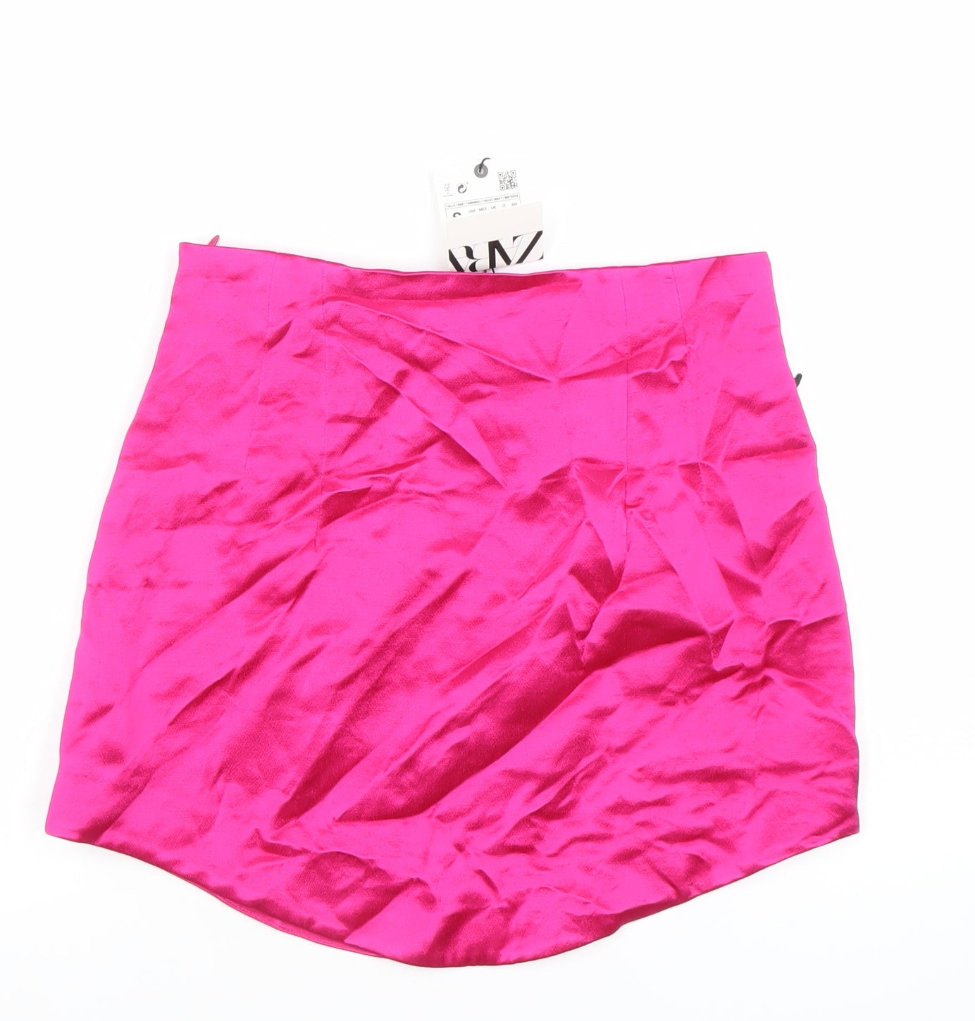 Zara Women Pink Satin Short Pencil Skirt Size S Party Cocktail