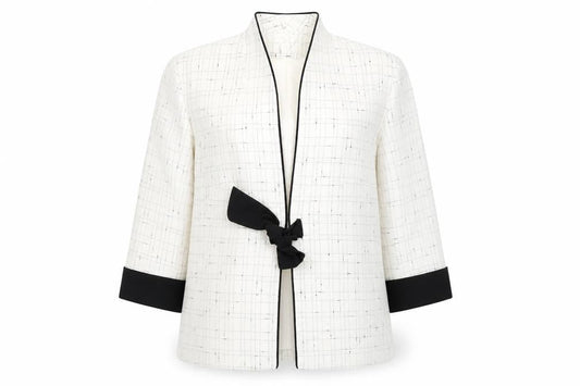 Roman Originals Women’s White Black Trim Shawl Collar Suit Jacket Size 14