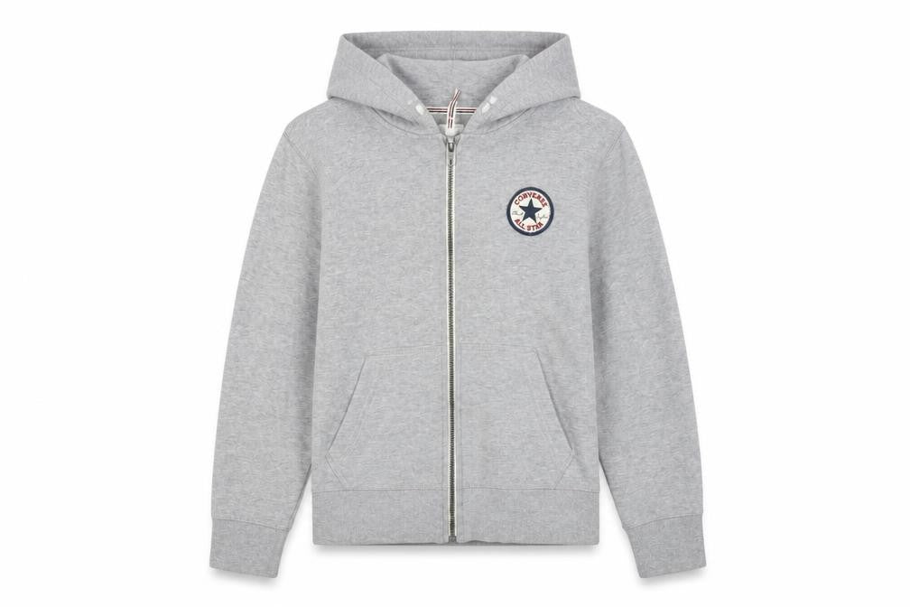 Converse Girls Grey Full Zip Hoodie 12-13 Years Cotton Blend Regular Fit