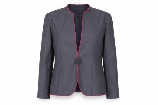 Jacques Vert Womens Grey Suit Jacket UK 16 Shawl Collar Tailored