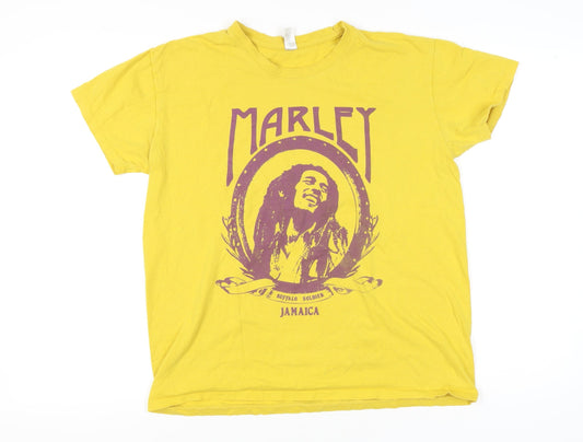 Sols Unisex Adults Yellow Graphic Music T-Shirt M Short Sleeve Cotton