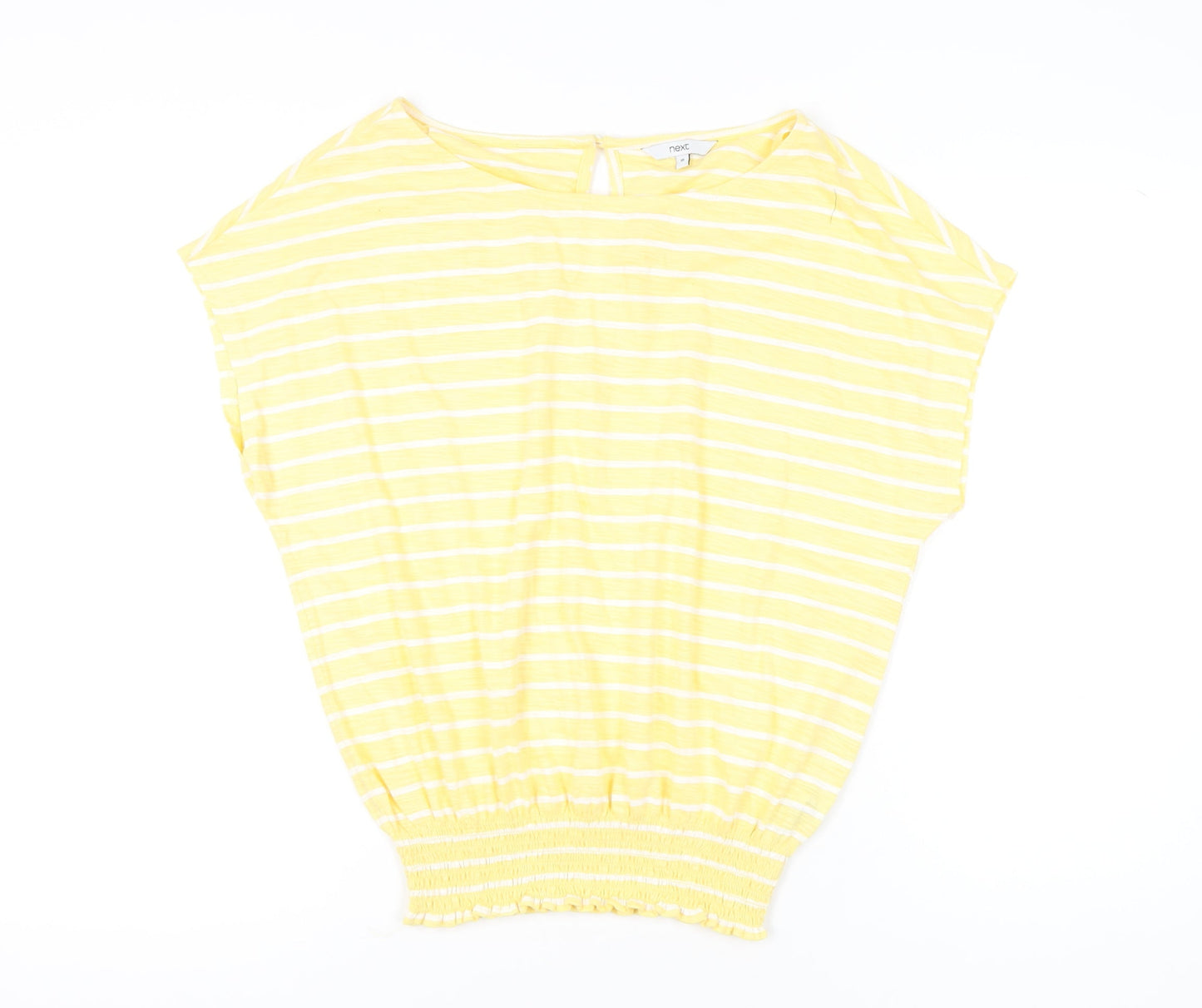 Next Women’s Yellow Striped Cotton T-Shirt Size 10 Casual