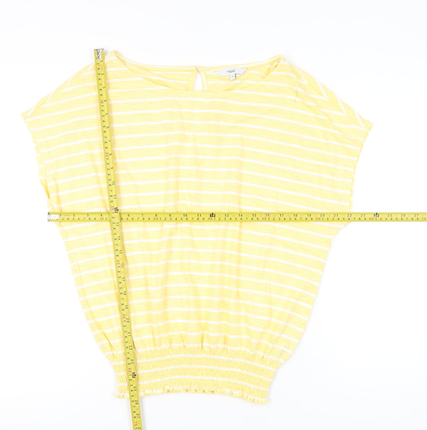 Next Women’s Yellow Striped Cotton T-Shirt Size 10 Casual