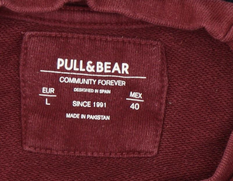 Pull&Bear Men’s Colour Block Sweatshirt L Red Grey Blue Crew Neck