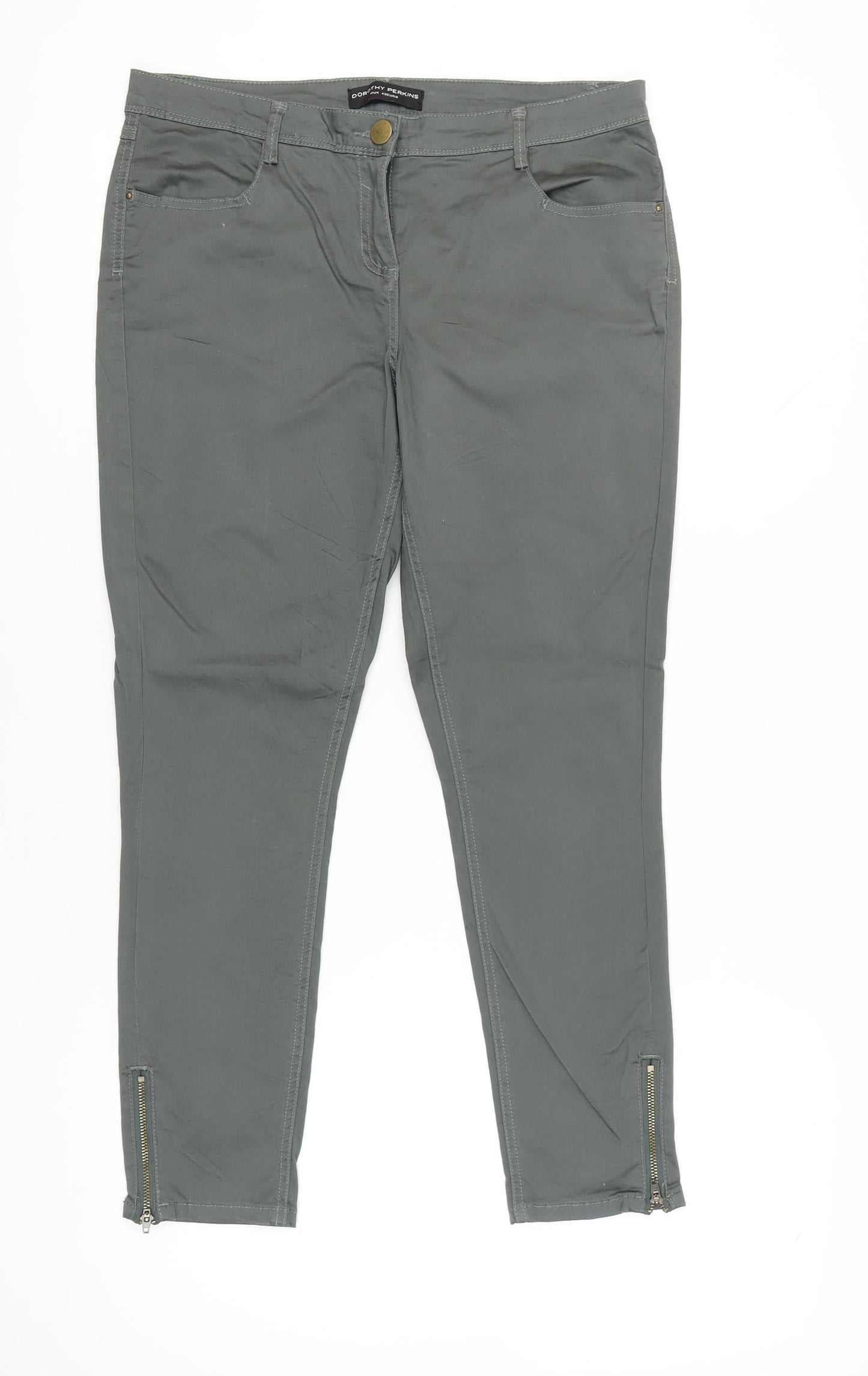 Dorothy Perkins Womens Grey Size 14 Skinny Stretch Jeans with Ankle Zips