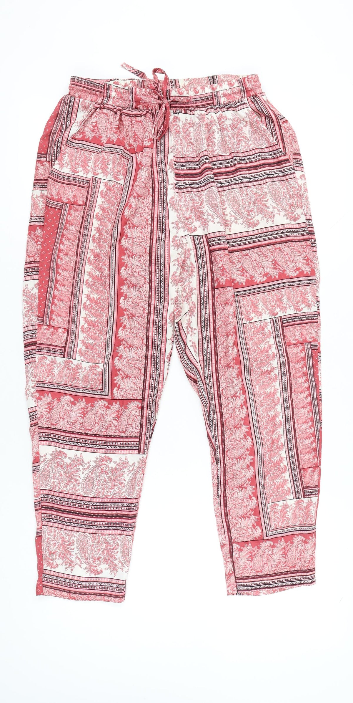 PrettyLittleThing Womens Red Paisley Jogger Trousers Size 12