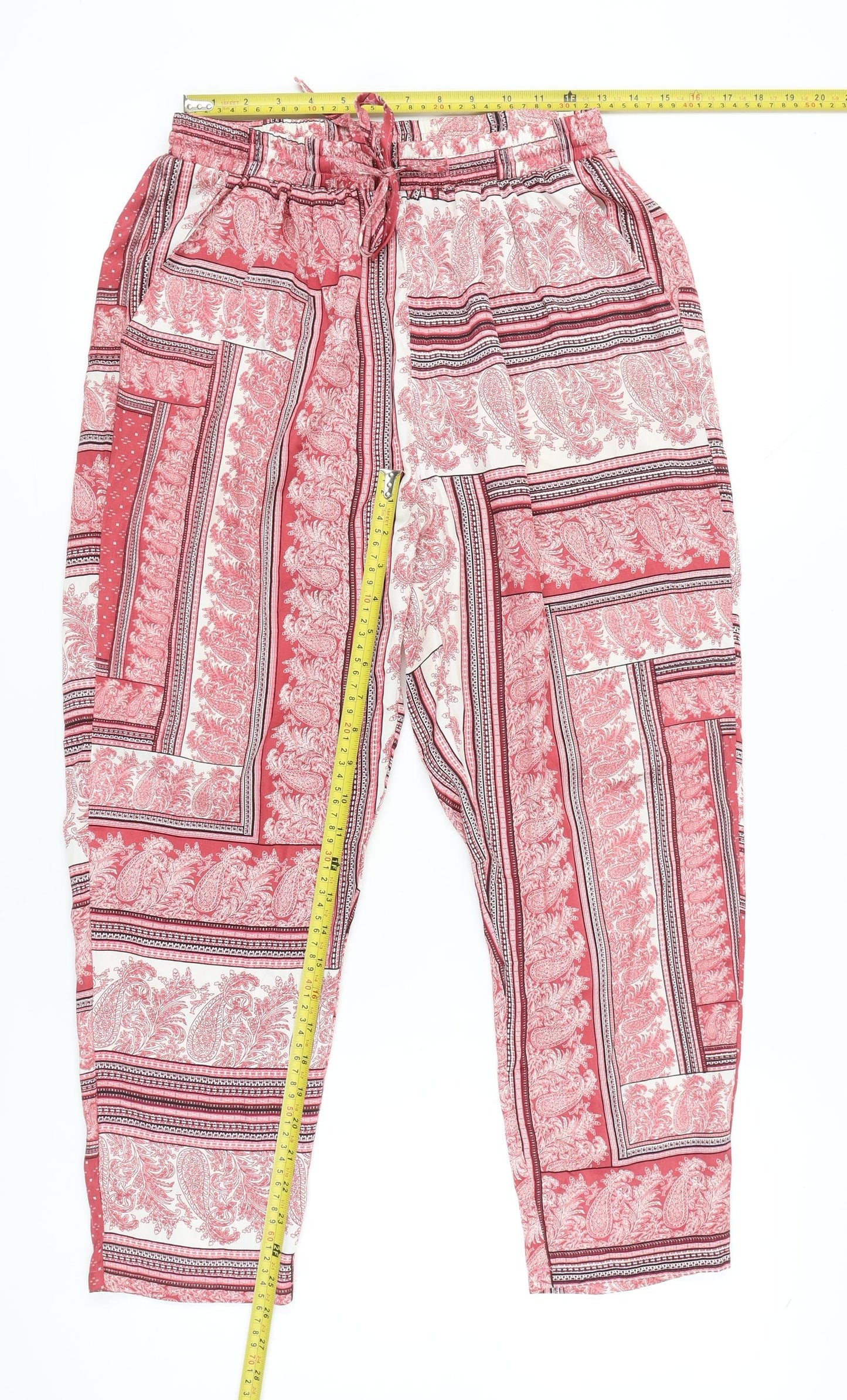PrettyLittleThing Womens Red Paisley Jogger Trousers Size 12
