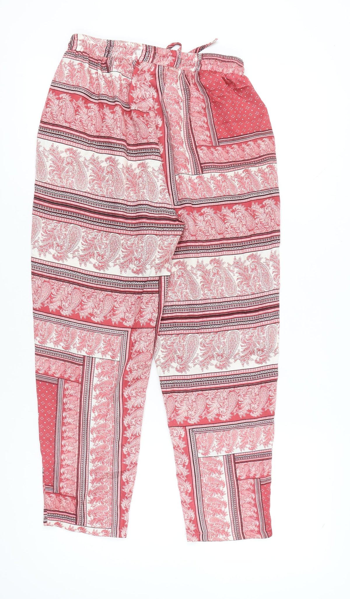 PrettyLittleThing Womens Red Paisley Jogger Trousers Size 12
