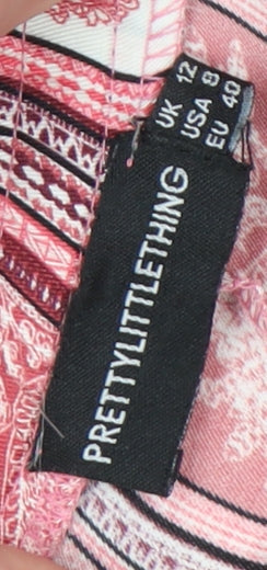PrettyLittleThing Womens Red Paisley Jogger Trousers Size 12