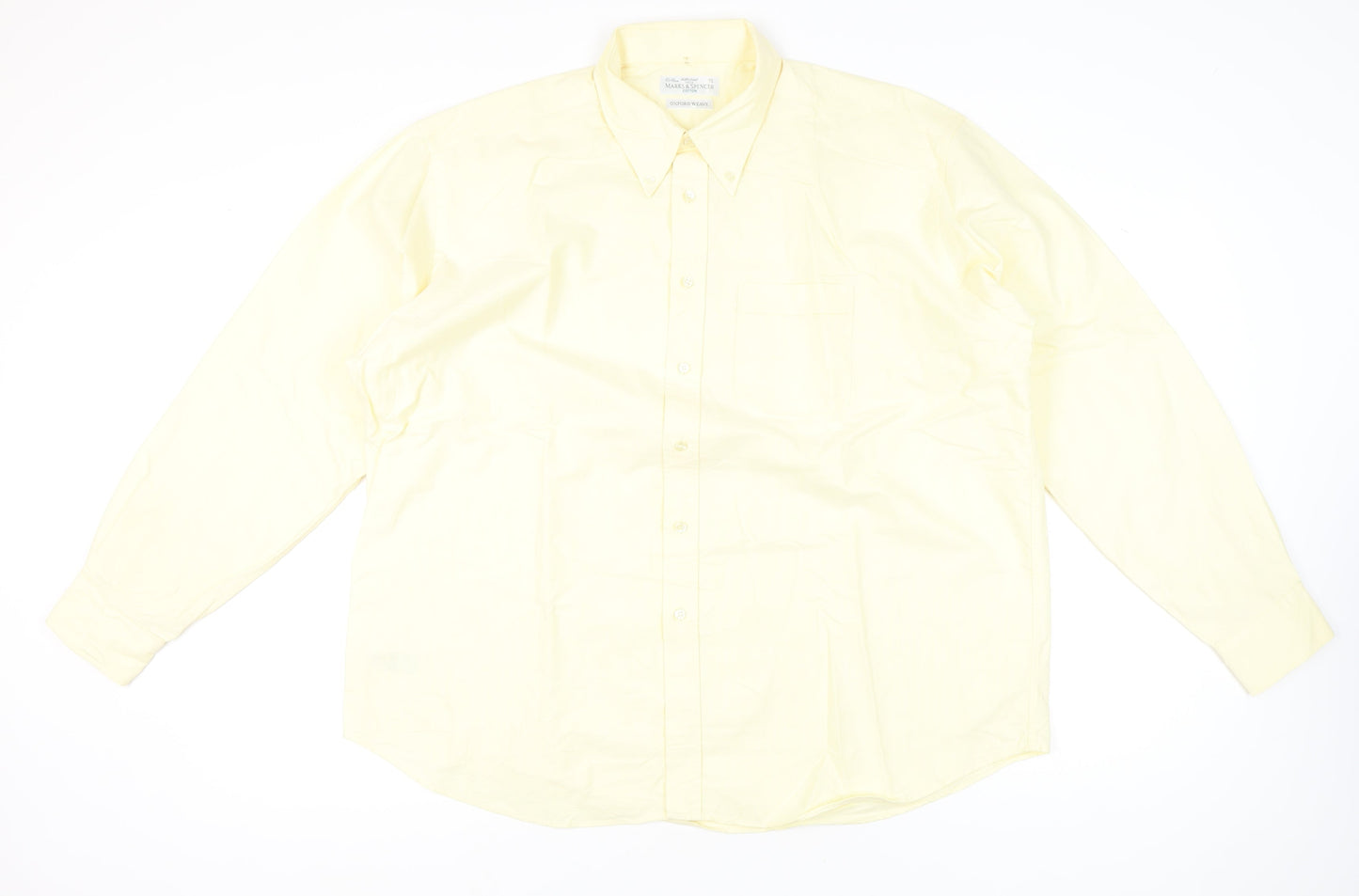 Marks and Spencer Men’s Yellow XL Button-Down Cotton Shirt