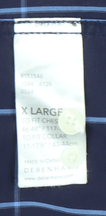 Jasper Conran Men’s Blue Check Cotton Short Sleeve Shirt XL 46-48"