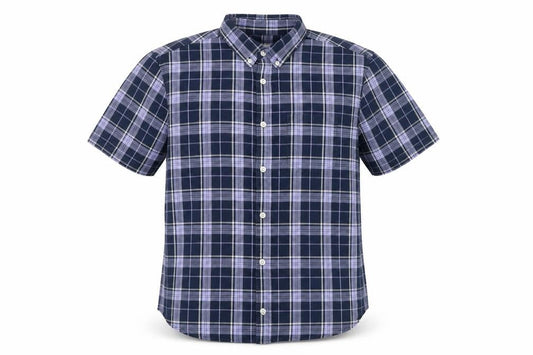 Burton Menswear London Men's Blue Plaid Short Sleeve Button-Up Shirt M