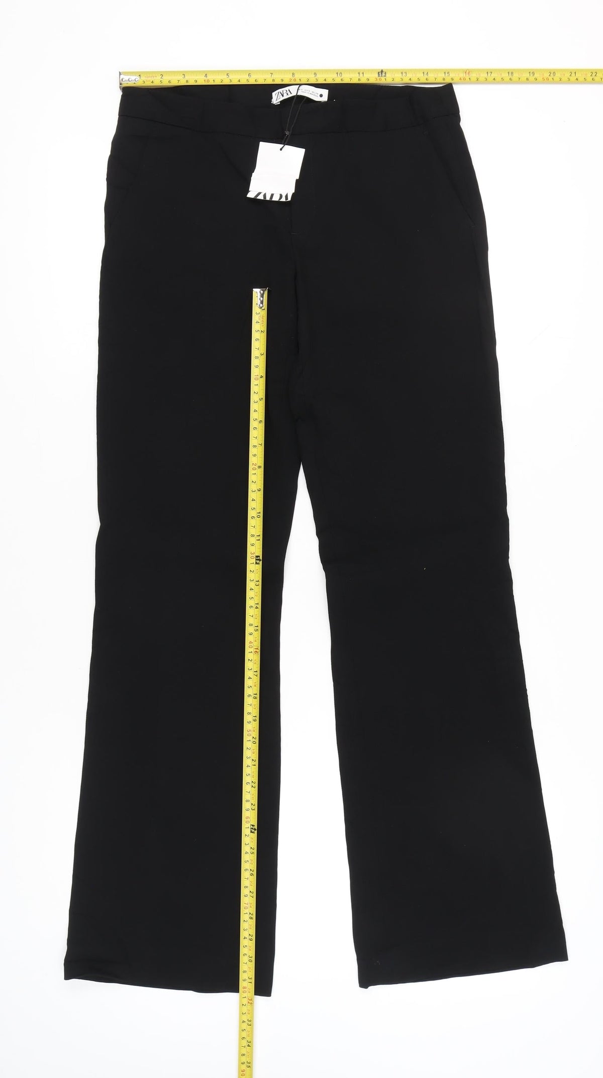 Zara Women Black Slim Fit Straight Leg Trousers Size S