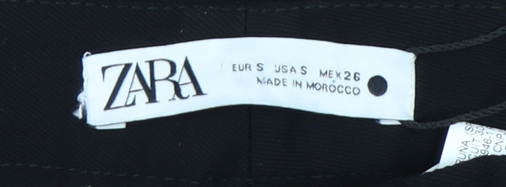 Zara Women Black Slim Fit Straight Leg Trousers Size S