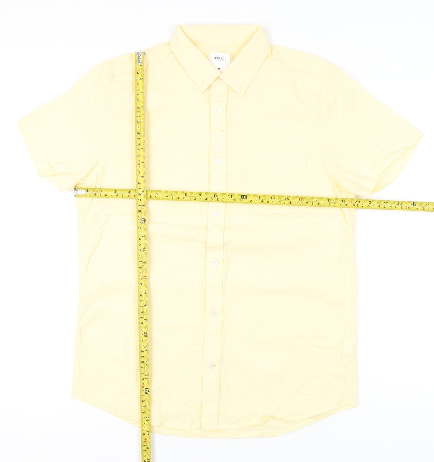 Burton Menswear London Men’s Yellow Cotton Short Sleeve Button-Up Shirt M