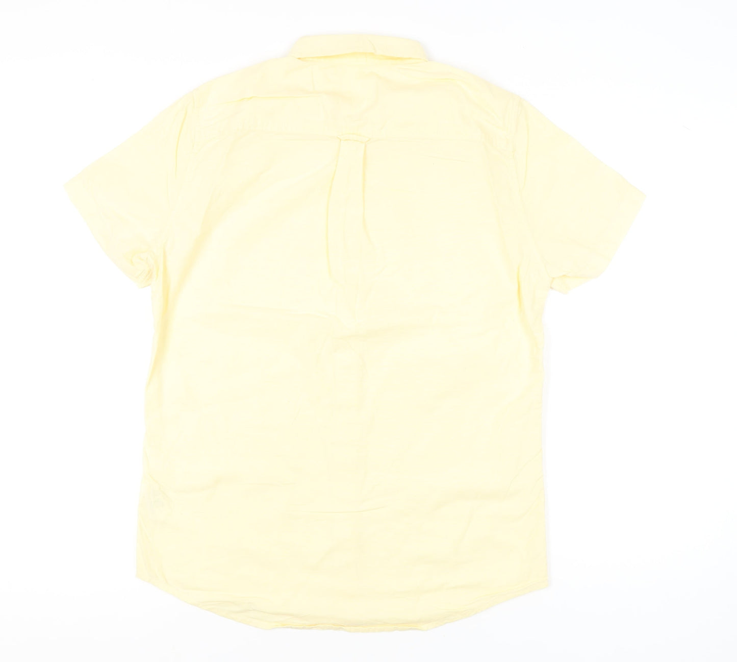 Burton Menswear London Men’s Yellow Cotton Short Sleeve Button-Up Shirt M