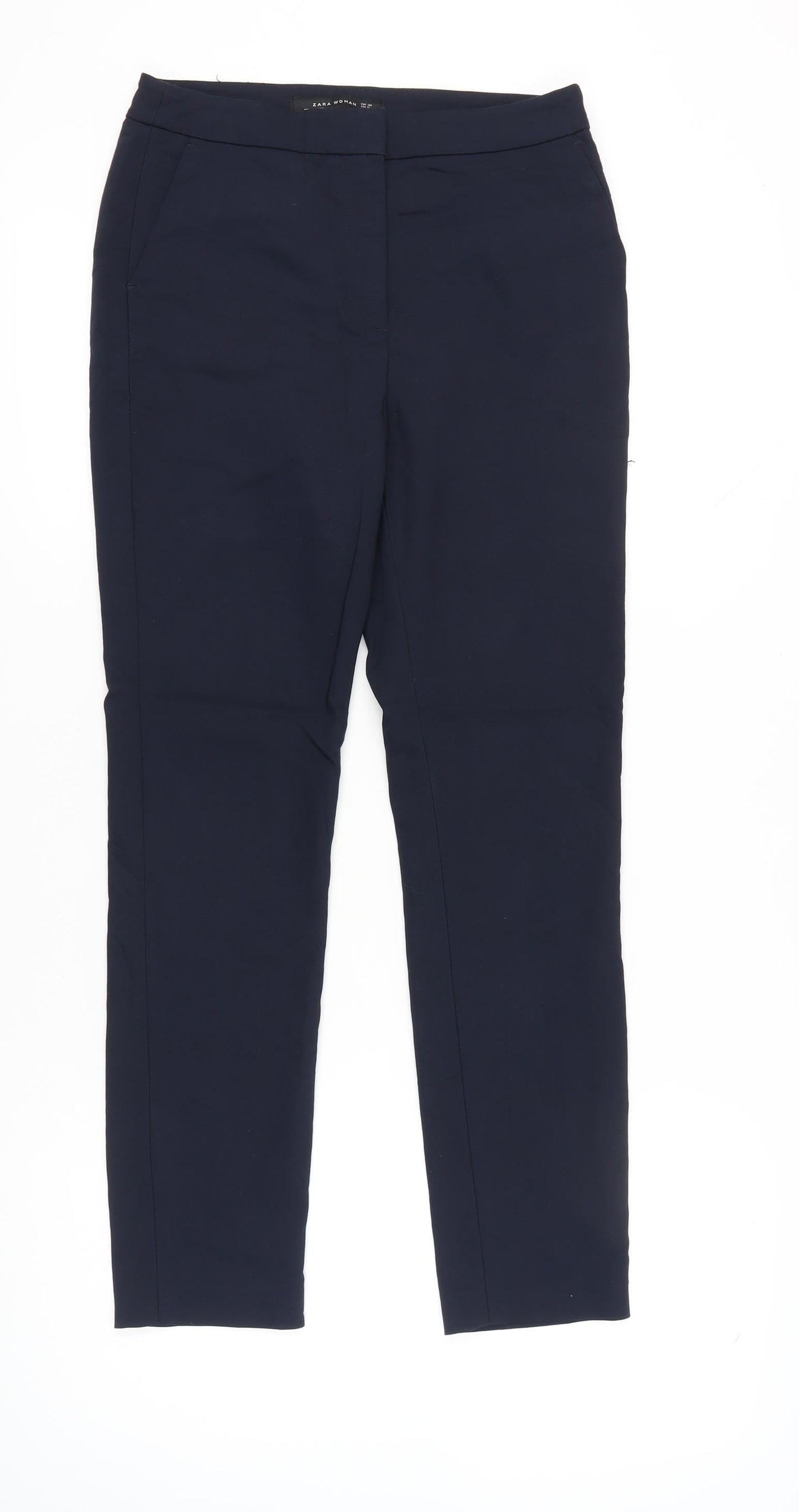 Zara Women Blue Slim Fit Straight Trousers Size 2