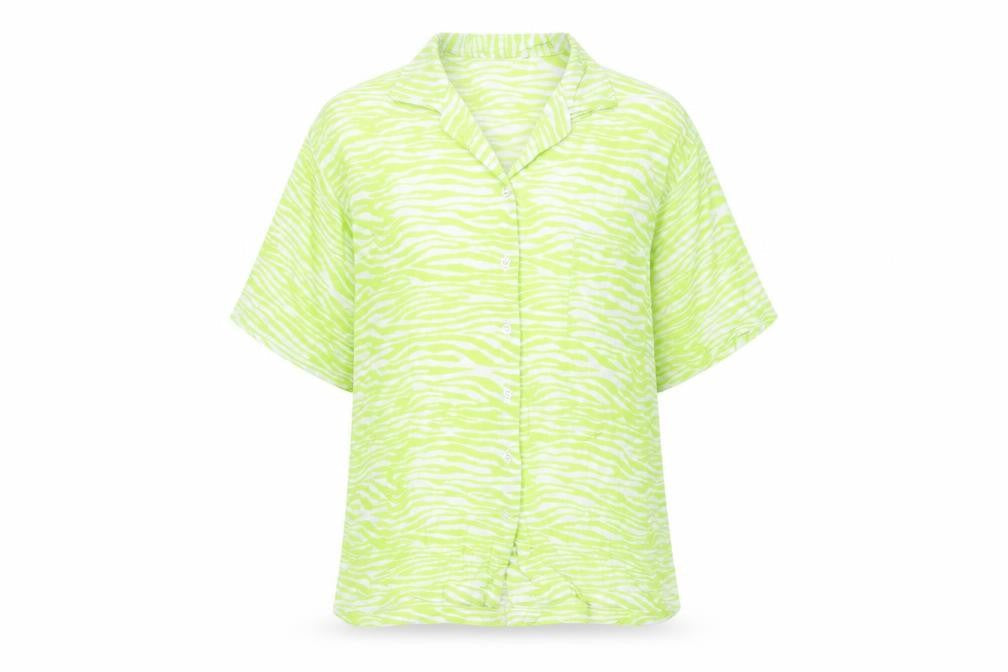Motel Rocks Womens Green Zebra Print Button-Up Shirt Size M