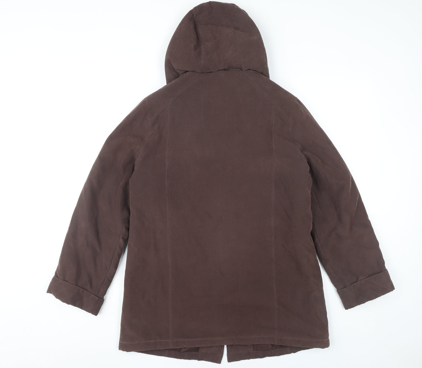 Klassik Womens Brown Hooded Mid-Length Coat Size 10