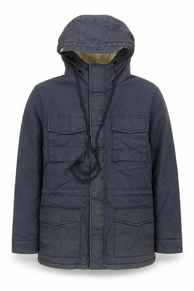 Goodsouls Men’s Blue L Parka Jacket Hooded Polyester Cotton
