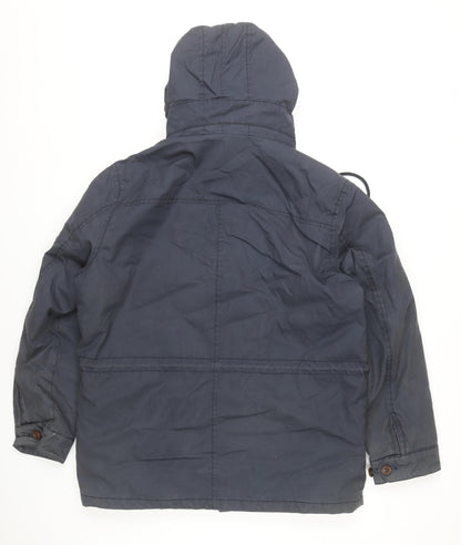 Goodsouls Men’s Blue L Parka Jacket Hooded Polyester Cotton