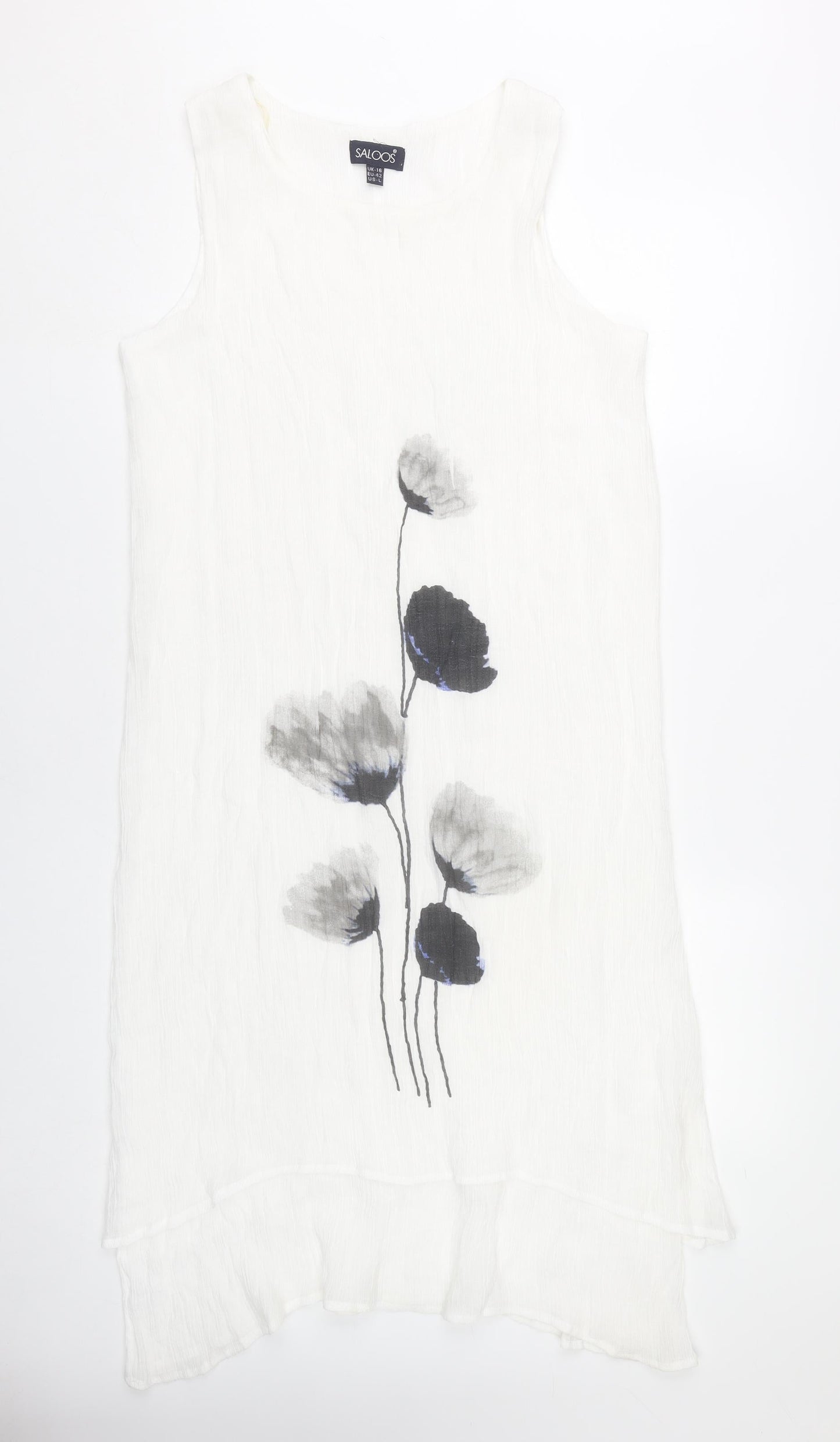Saloos Women’s White Floral Sleeveless Shift Dress Size 16