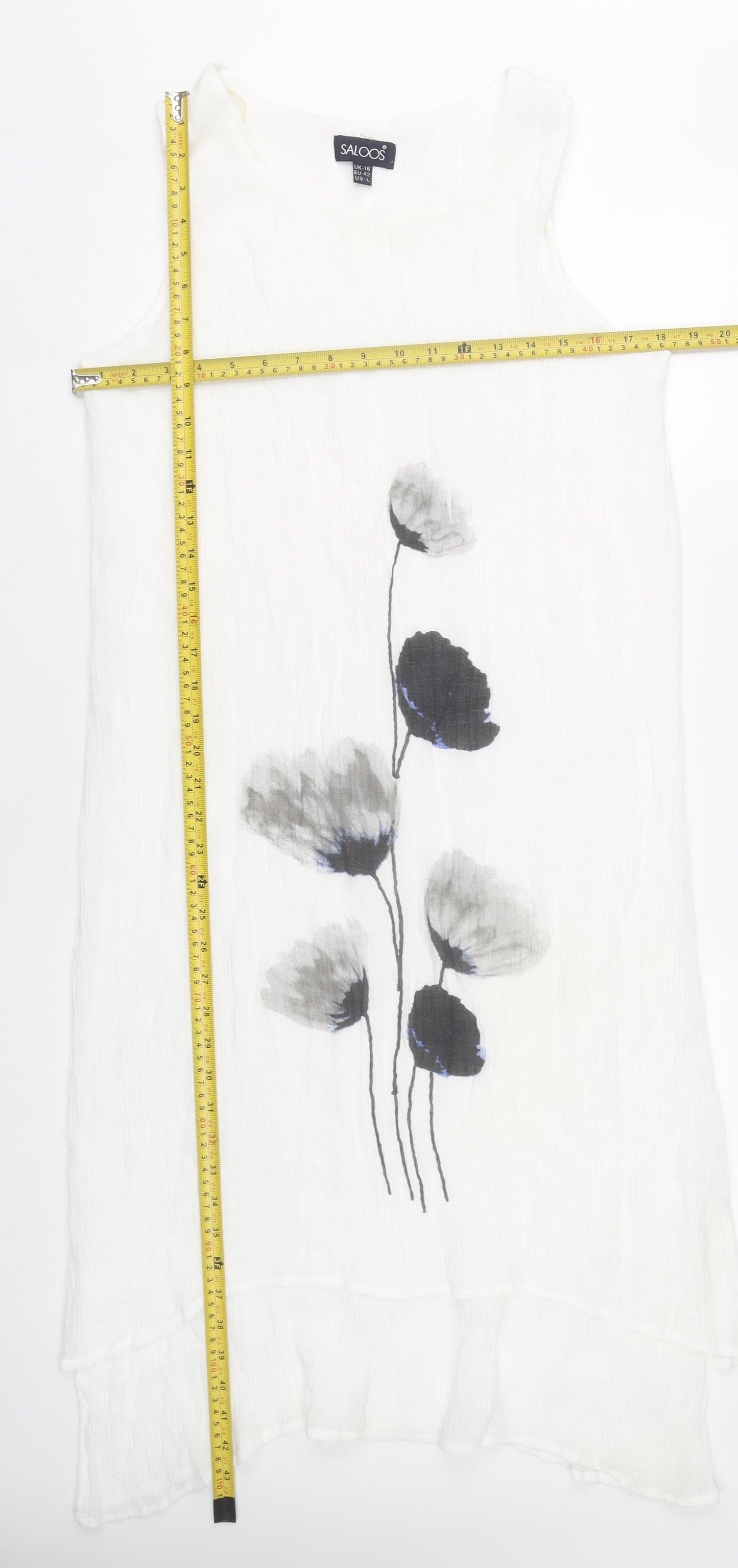 Saloos Women’s White Floral Sleeveless Shift Dress Size 16