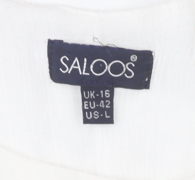 Saloos Women’s White Floral Sleeveless Shift Dress Size 16
