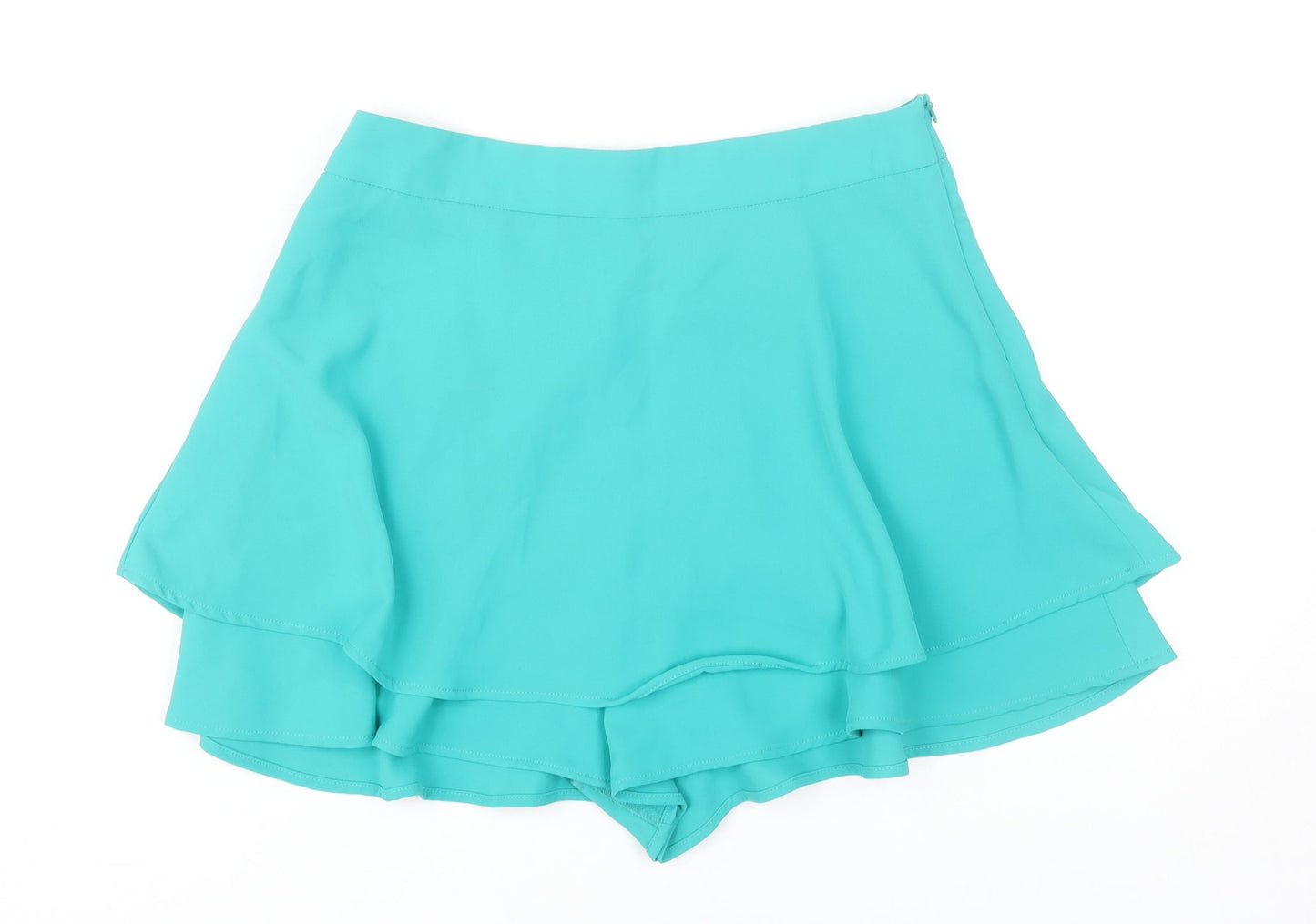 Zara Women Green Short Skort Size S Polyester Zip Casual Summer