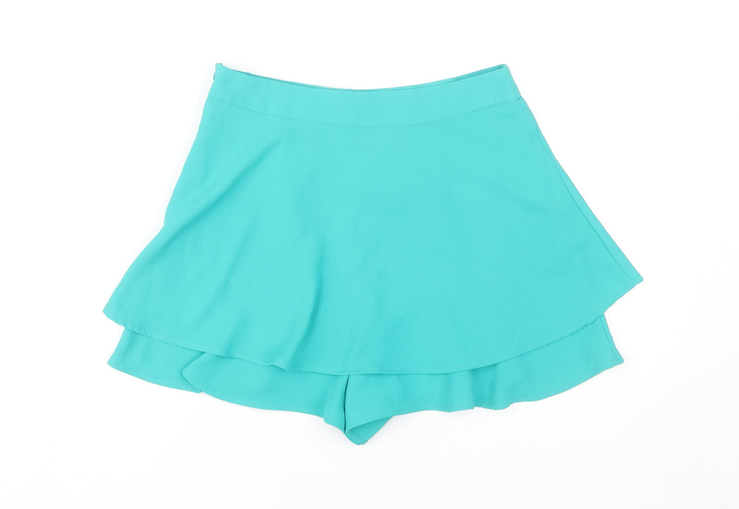 Zara Women Green Short Skort Size S Polyester Zip Casual Summer