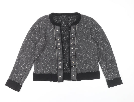 Brandtex Women Grey Studded Cardigan L Long Sleeve Knit