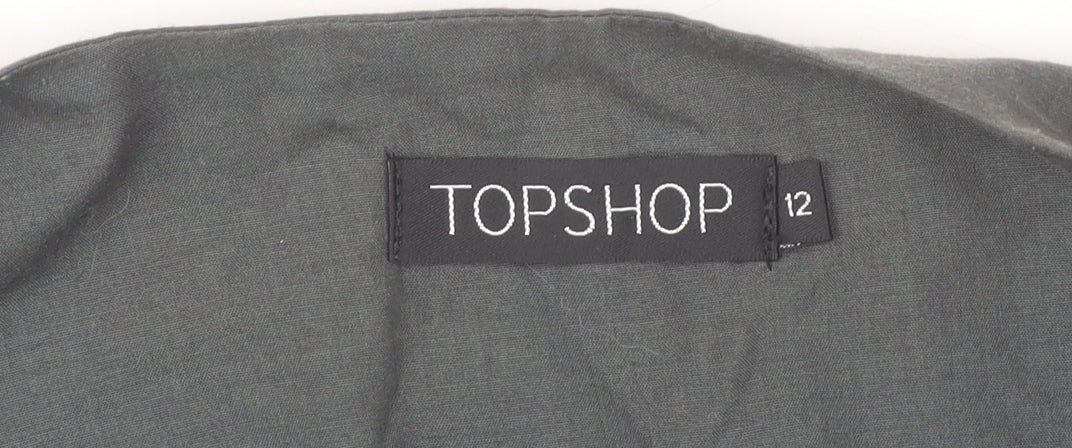 Topshop Women Grey Striped Vest Waistcoat Size 12 Workwear Cotton