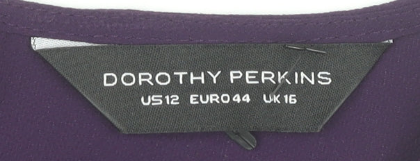 Dorothy Perkins Womens Purple Beaded Blouse UK 16 Tunic Sleeveless Party Top