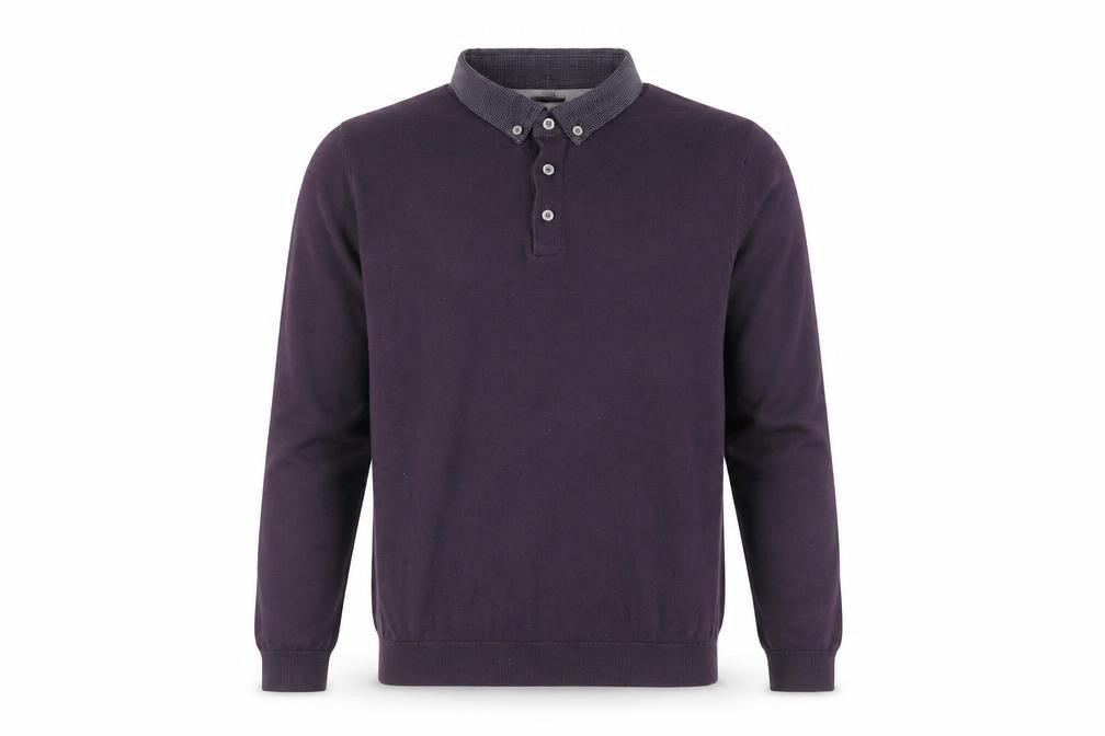 Next Men’s Purple Cotton Collared Henley Jumper Size S