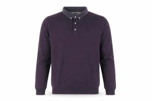 Next Men’s Purple Cotton Collared Henley Jumper Size S