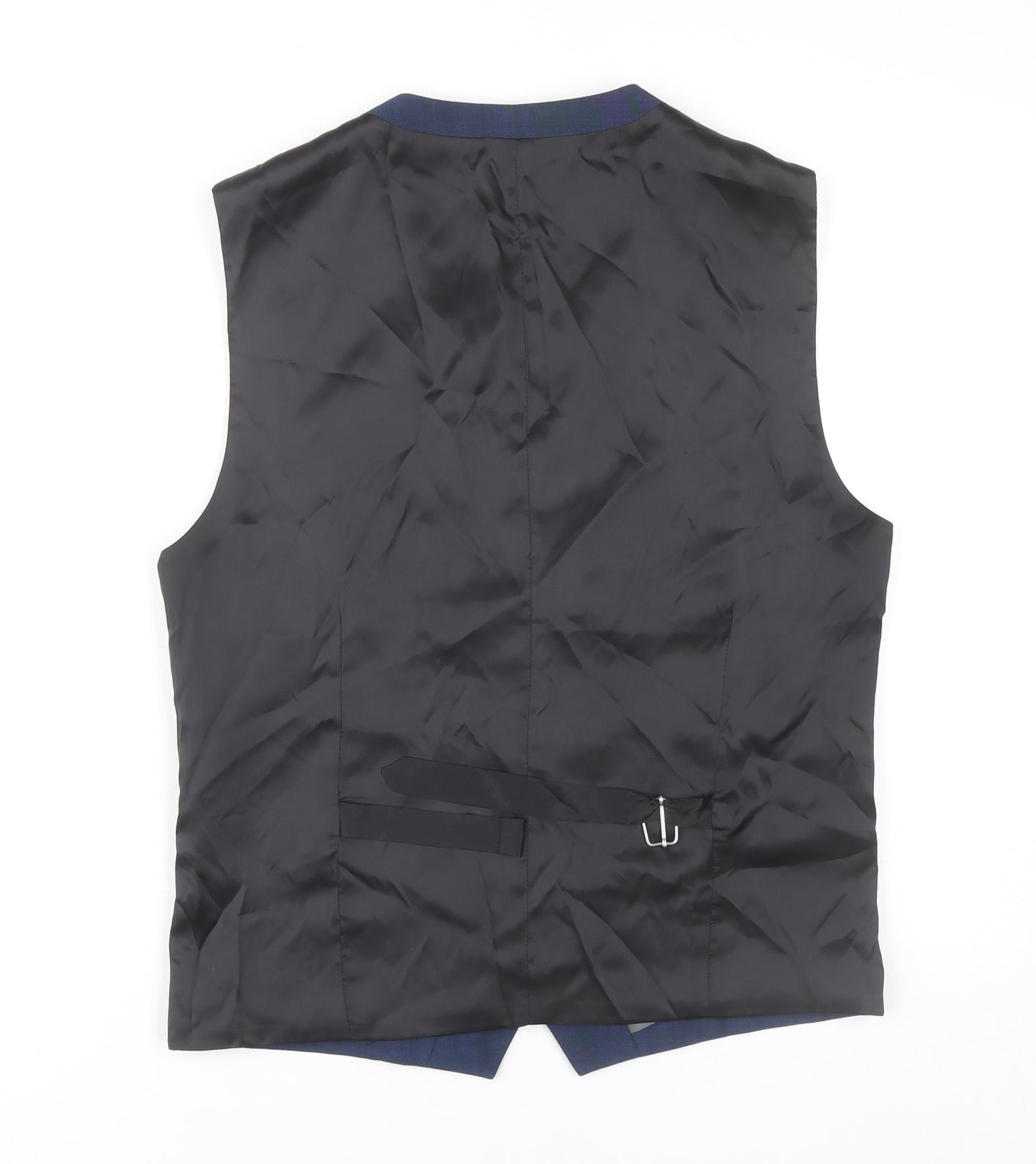 Next Men’s Blue Wool Blend 38R Waistcoat Formal Business Wedding