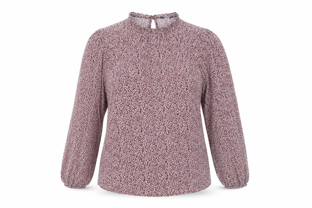 Marks & Spencer Womens Red Floral Blouse Size 12 Long Sleeve