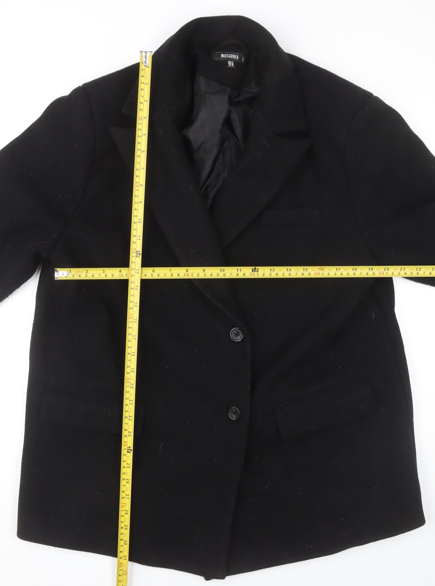 Missguided Womens Black Blazer UK 14 Regular Fit Polyester
